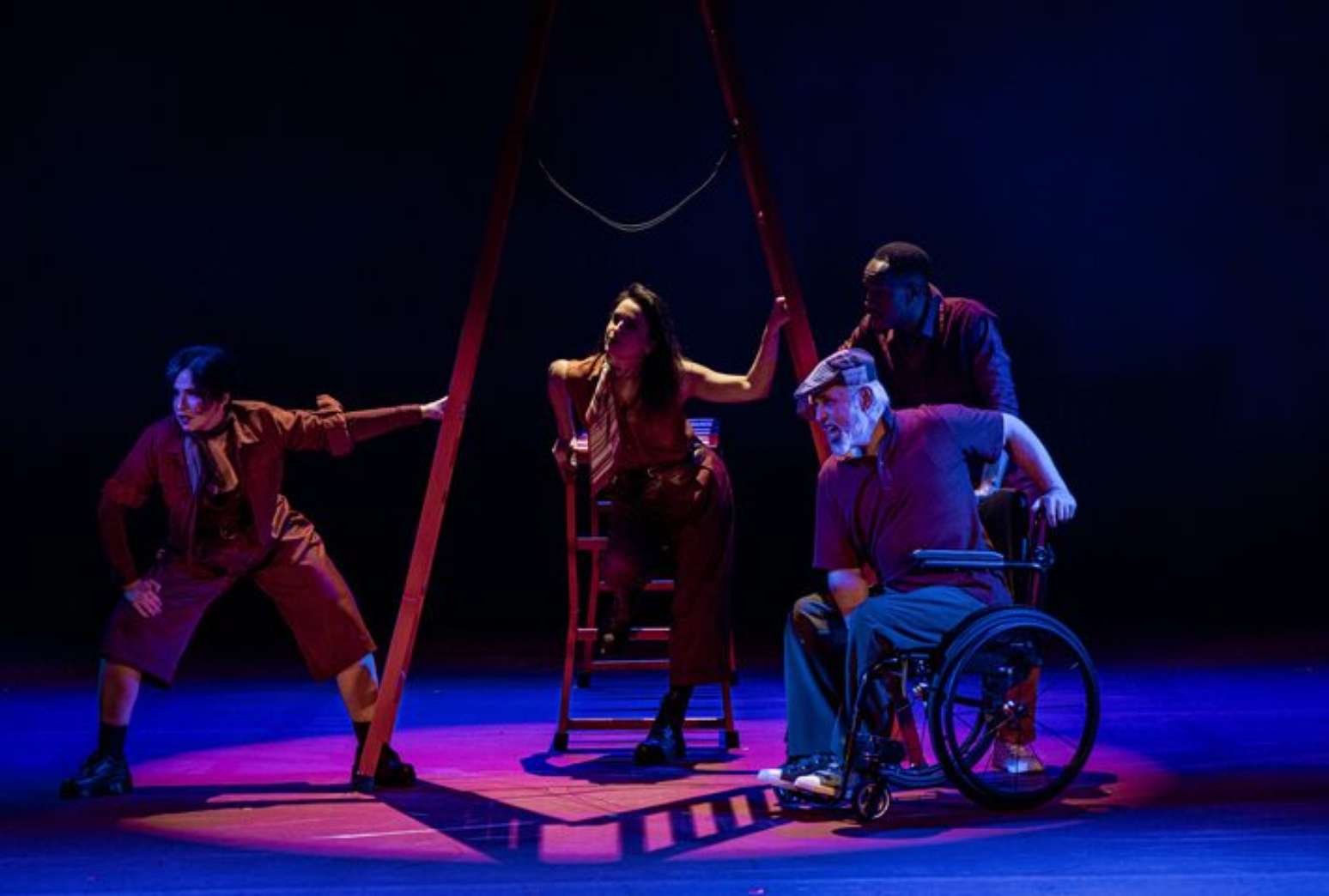 Elenco de 'Feliz Ano Velho' em ensaio no Teatro Frei Caneca, em S&atilde;o Paulo.
