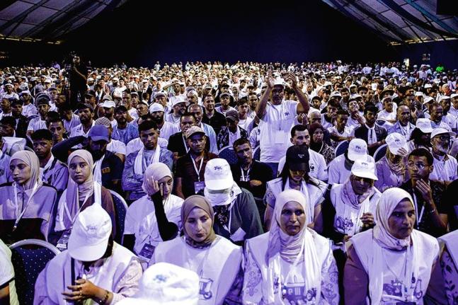People take part in an electoral rally for Authenticity and Modernity Party (PAM) ahead of the upcoming legislative elections, in Tangier, Morocco, September 16.