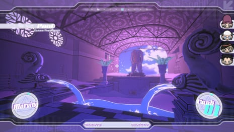 Screengrab of an animated scene showing a purple tunnel