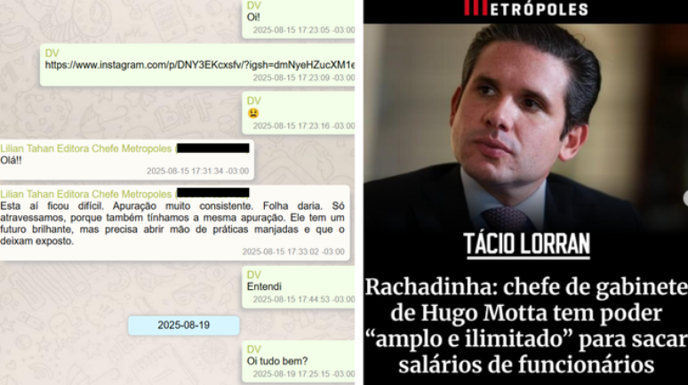 Vorcaro tentou barrar publicação sobre Hugo Motta no Metrópoles e CEO respondeu: 'Essa aí ficou difícil'