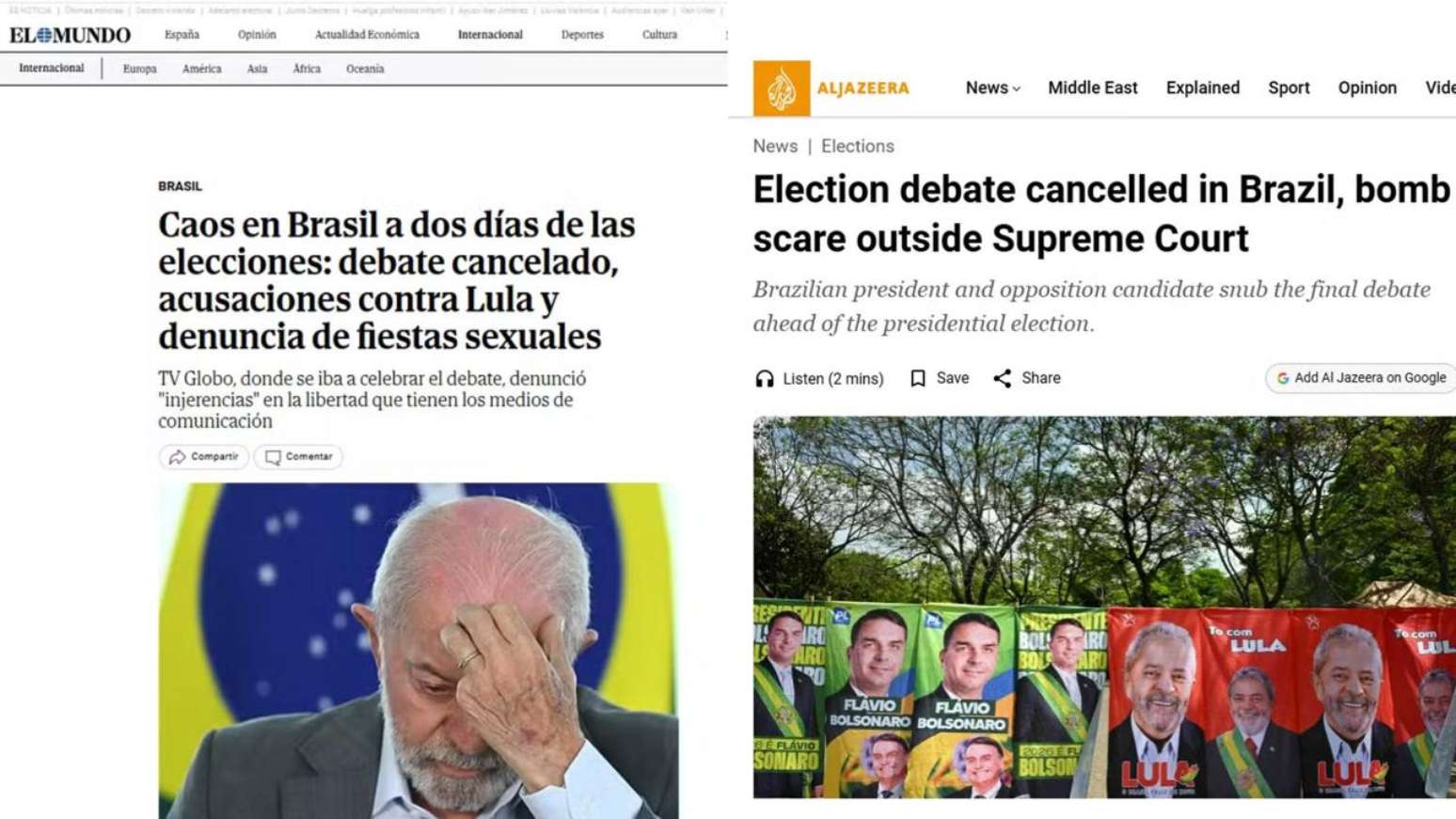 Ve&iacute;culos citaram que emissora cancelou debate por &ldquo;interfer&ecirc;ncia na liberdade&rdquo; e &ldquo;inseguran&ccedil;a jur&iacute;dica&rdquo; ap&oacute;s decis&otilde;es do TSE e STF
