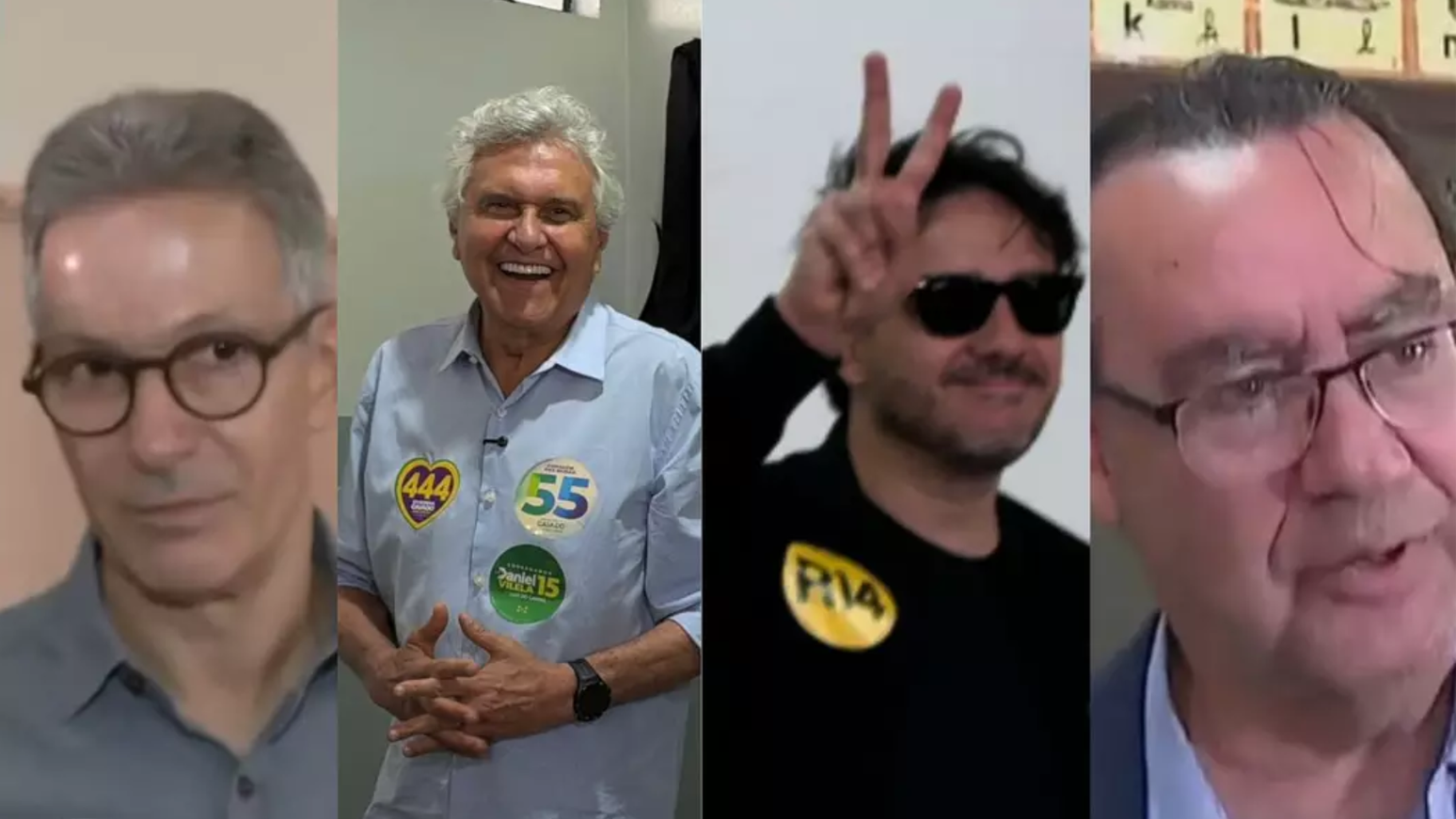 Zema, Caiado, Santos e Cury quando foram votar neste domingo, 4