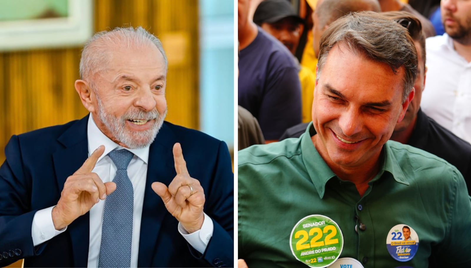 Segundo turno entre Lula e Flávio Bolsonaro acontece no dia 25 de outubro Ricardo Stuckert/PR - 27.09.2026 e Vittor Sales/Campanha - 29.07.2026
