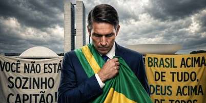 O ator Jim Caviezel interpreta Jair Bolsonaro no filme 'Dark Horse'. Foto: Reprodução / Estadão