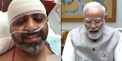 Montagem com as fotos do piloto indiano Smit Machchhar (à esquerda) e o primeiro-ministro Narendra Modi, que conversaram por ligação de vídeo nesta sexta-feira (2). Foto: RFI