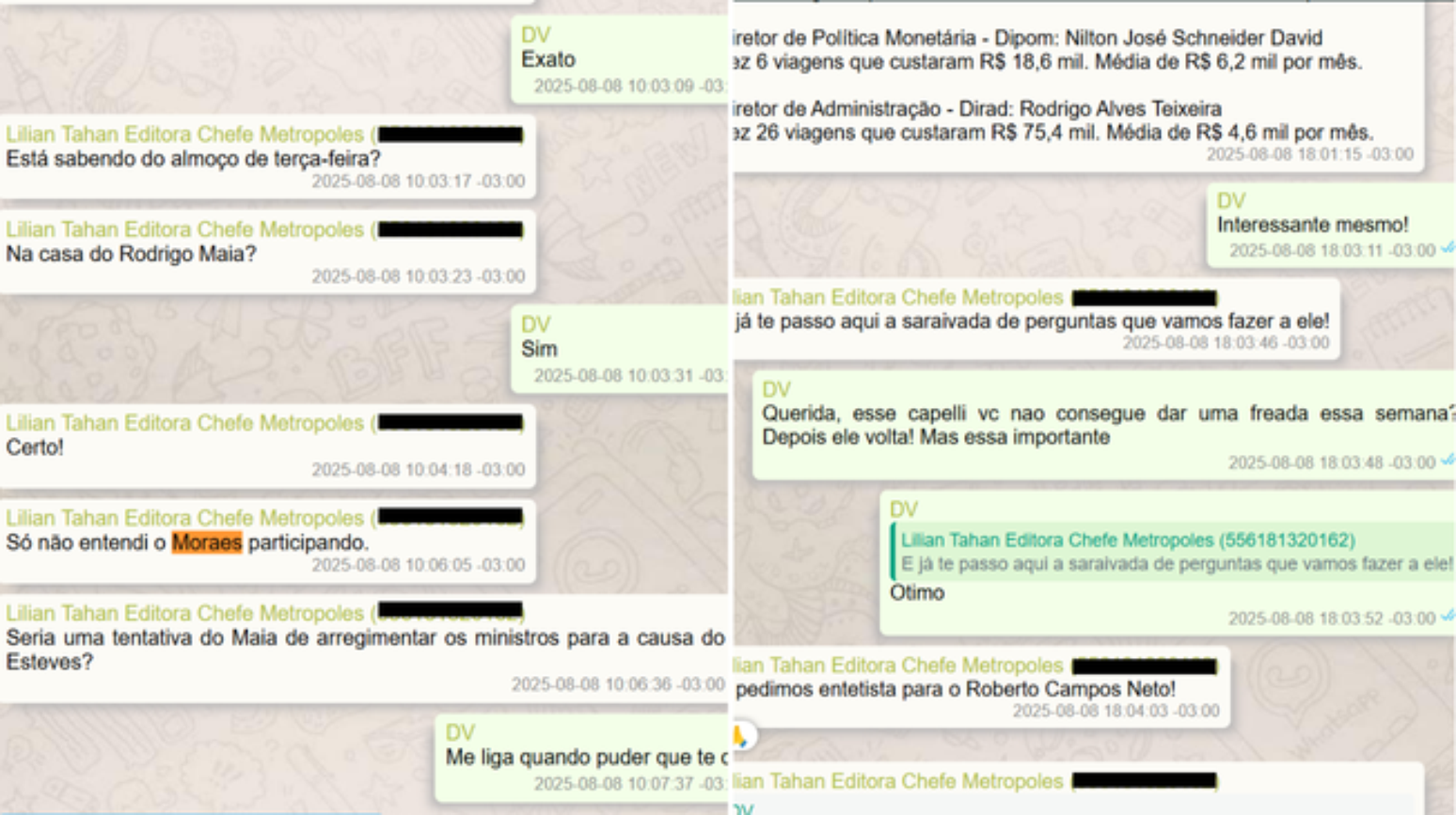 Pol&iacute;ticos s&atilde;o citados nas conversas entre Lilian e Vorcaro
