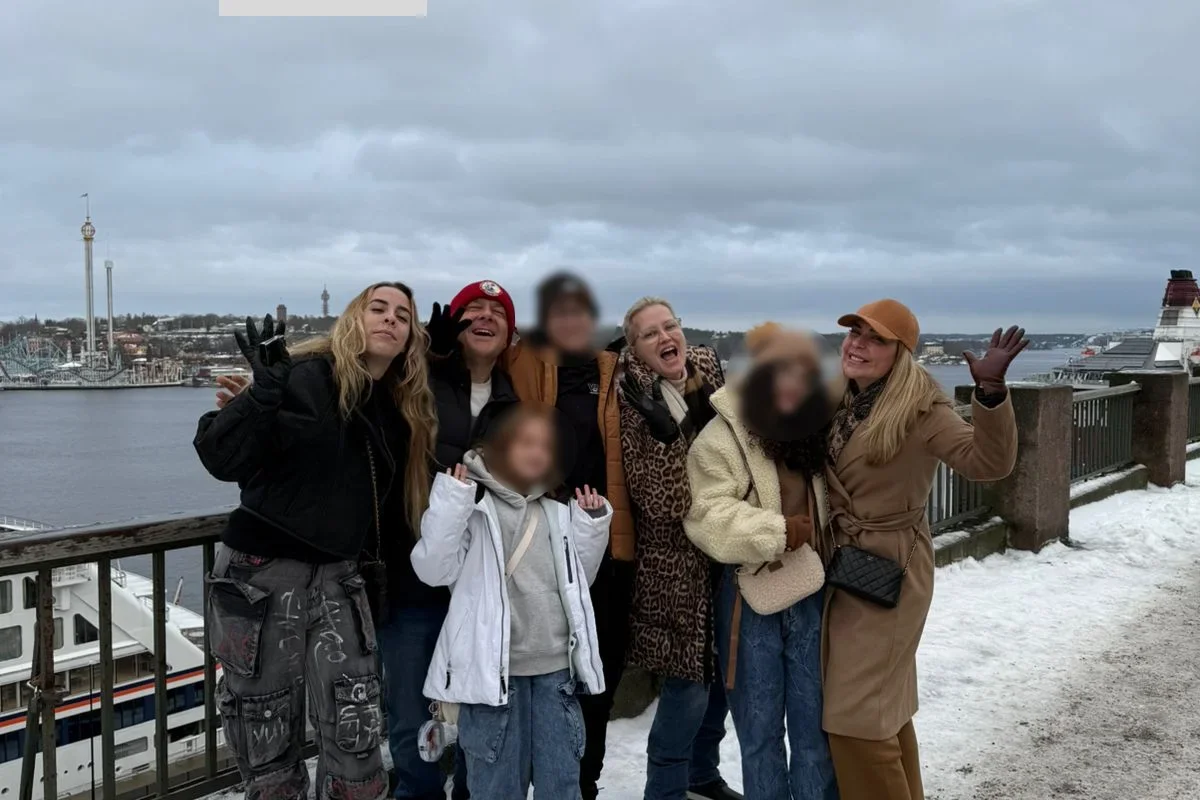 Roberta Luchsinger com Lulinha e as famílias de ambos na Europa